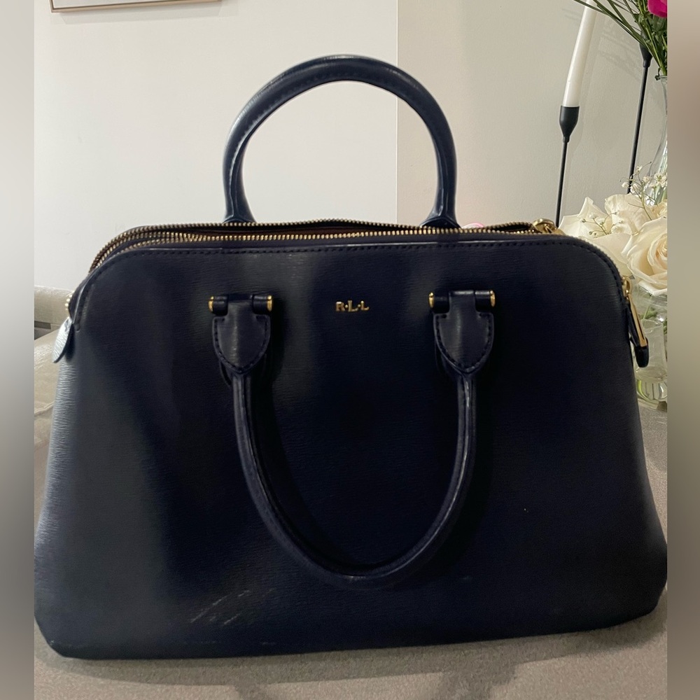 Lauren Ralph Lauren Blue Satchel Structured Design